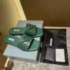 Prada brushed green leather slides