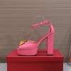 Valentino One Stud pink patent leather platform heels