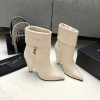 YSL white leather boots