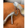 JIMMY CHOO Silver Saeda 100 Hotfix Heels