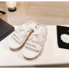 Chanel slippers white in raffia