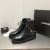 Chanel Black Quilted Chain Boots