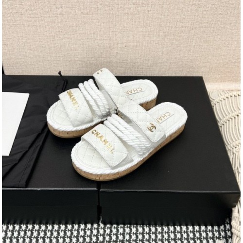 Chanel sandals white in raffia