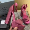 Prada Satin pink crystals heels 135 mm