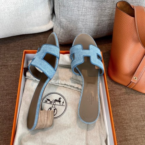 Hermes denim slippers