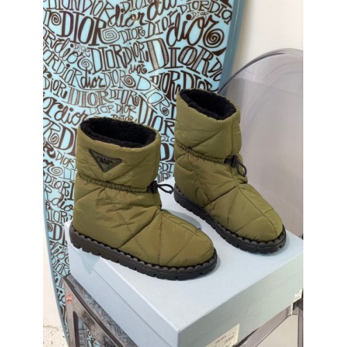 Prada padded nylon green boot