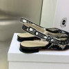Dior Black Roses Motif Embroidered Slingback Flat