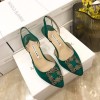 Manolo Blahnik Green Satin Heels