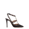 Valentino black grained leather - gold hardware heels