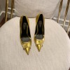 Versace Medusa gold pumps