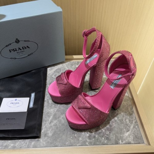 Prada Satin pink crystals heels 135 mm