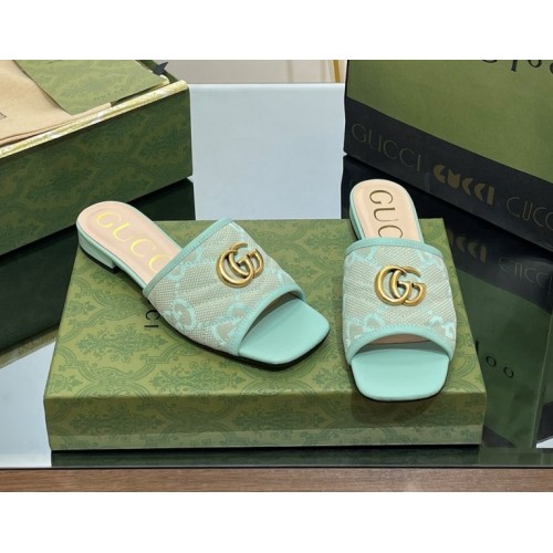 Gucci GG Green Canvas Sandals