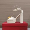 Valentino One Stud white patent leather platform heels