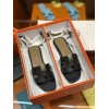 Hermes Slippers Black Leather