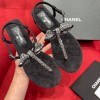 Chanel black ribbon flats