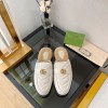 GUCCI white shearling-lined leather flat