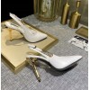 Versace White Leather Safety-Pin Pointed Toe Slingback Heels