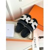 Hermes Chypre white/ black sandal