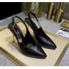 Versace Black Leather Safety-Pin Pointed Toe Slingback Heels