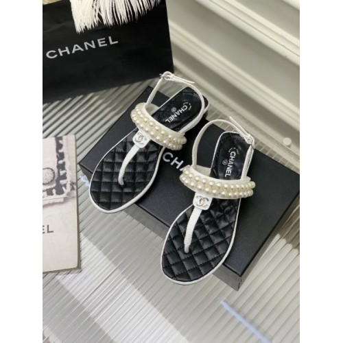 Chanel pearl white sandals