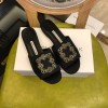 Manolo Blahnik Black Marta Crystal Buckle Silk Sandals