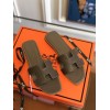Hermes slipper dark brown leather