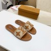 LV slippers Raffia Brown