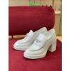 Prada high-heeled brushed white leather loafers 85 mm