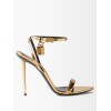 Tom Ford metallic patent leather padlock heels