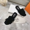 Hermes black slippers