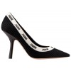 Dior Jadior White Ribbon Logo 10cm Embroidered Cotton Heel Pumps