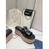 Prada Black Rubber wedge platform sandals