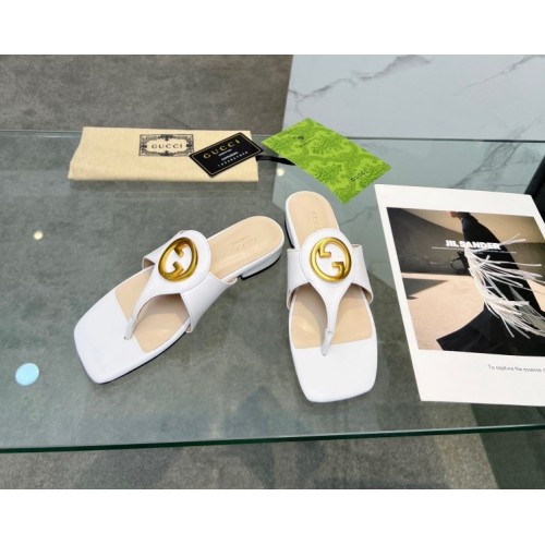 Gucci White Blondie thong sandal