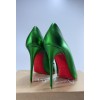 Louboutin Green Hot Chick 100mm Metallic Heels