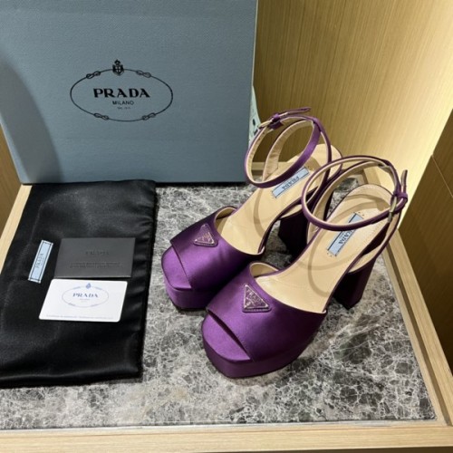 Prada purple satin platform heels