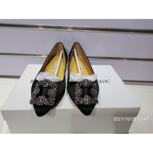 Manolo Blahnik Black Flat Loafers