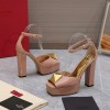 Valentino One Stud beige patent leather platform heels