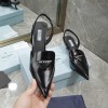 Prada Black Brushed Leather Slingback Pump