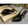 Versace Black Leather Safety-Pin Pointed Toe Slingback Heels