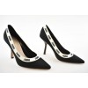 Dior Jadior White Ribbon Logo 10cm Embroidered Cotton Heel Pumps