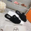 Hermes black slippers