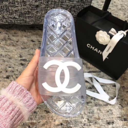 Chanel white slippers