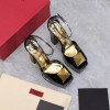 Valentino One Stud black patent leather platform heels