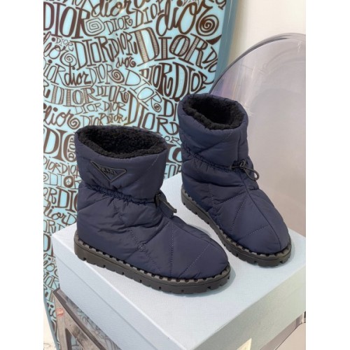 Prada padded nylon sherling blue boot