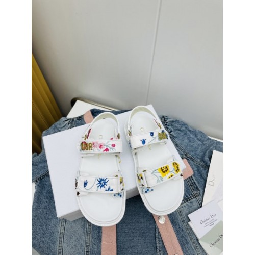 Dior Dioract White Multicolor fabric sandals