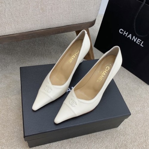 Chanel white heels