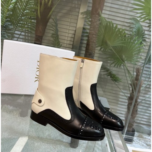 Dior Retro Pattern Cut Leather Boots