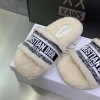 Dior Dway Wool Shearling Fur Black Slippers