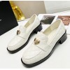 Chanel heart logo lambskin leather loafer