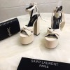 YSL White Paige Platform Heels